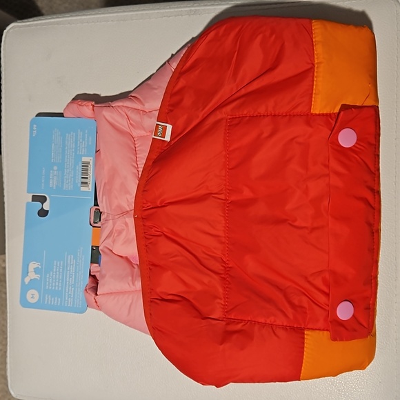 [2 for $15] NWT Red/Orange/Pink Colorblock Lego Pet Puffer Vests for Dogs & Cats - Picture 7 of 8